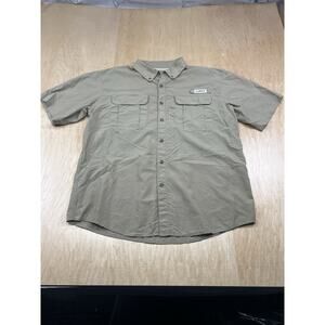 Magellan Fish Gear Shirt Mens L Khaki Fishing Vented Nylon Outdoor GC